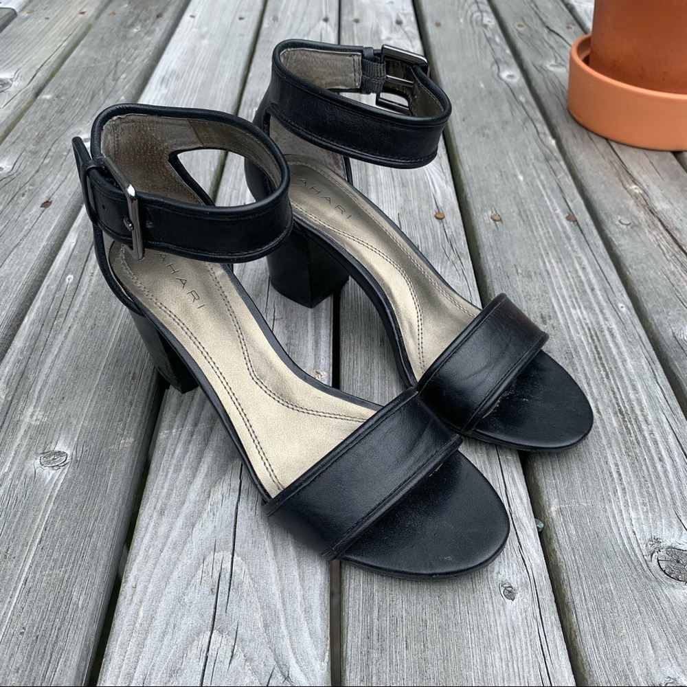 Tahari Black Open Toe Slingback with Chunky Heel